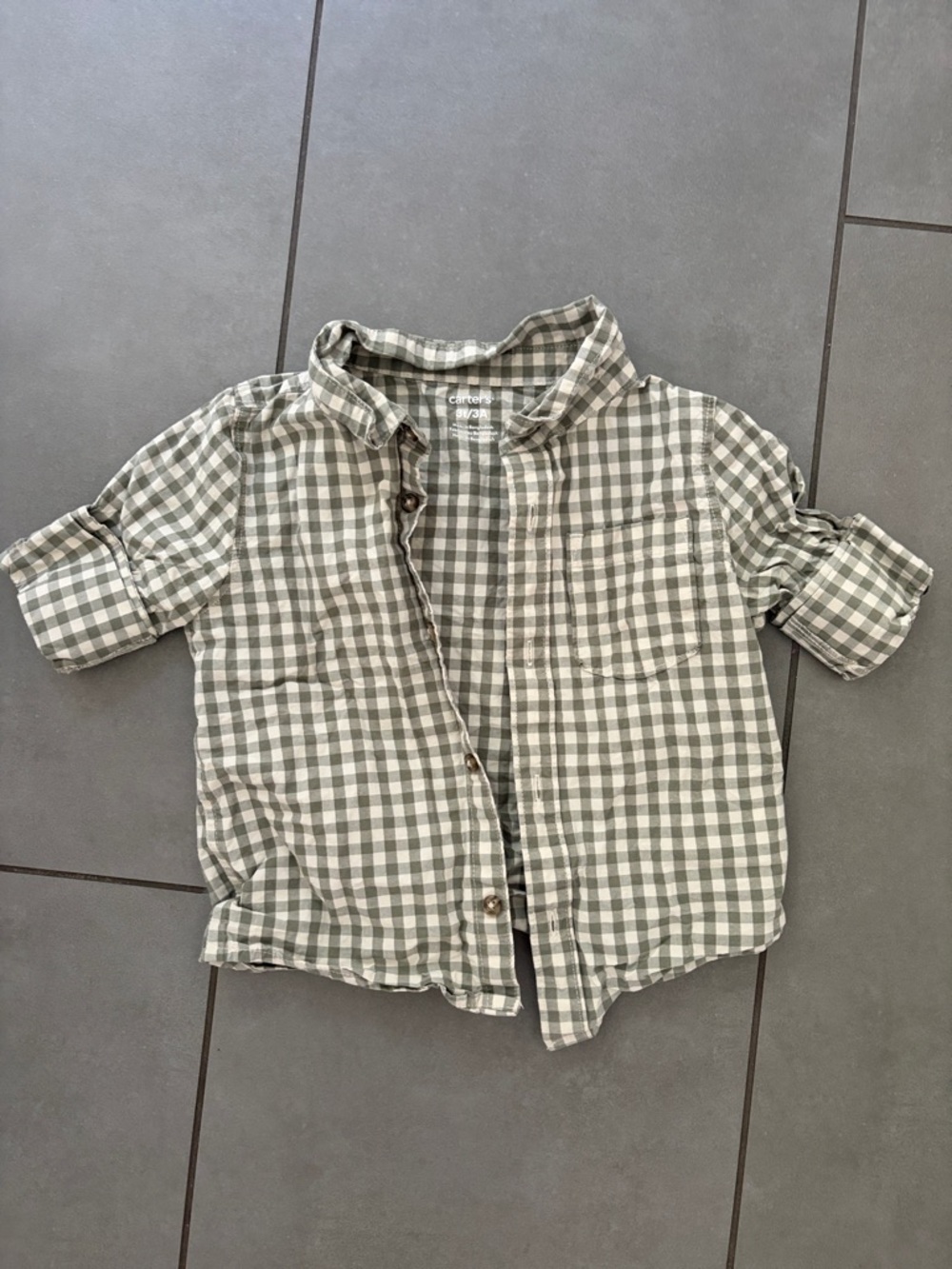 Carter's Olive Green Gingham Button-Down Shirt for Kids